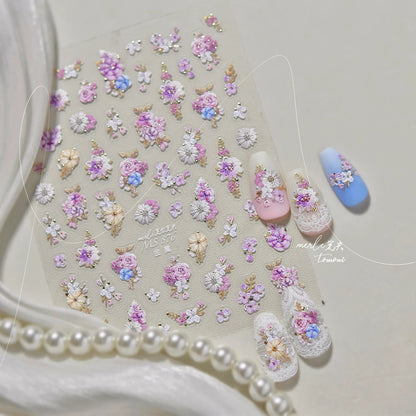 5D Cherry Blossom Nail Art Stickers