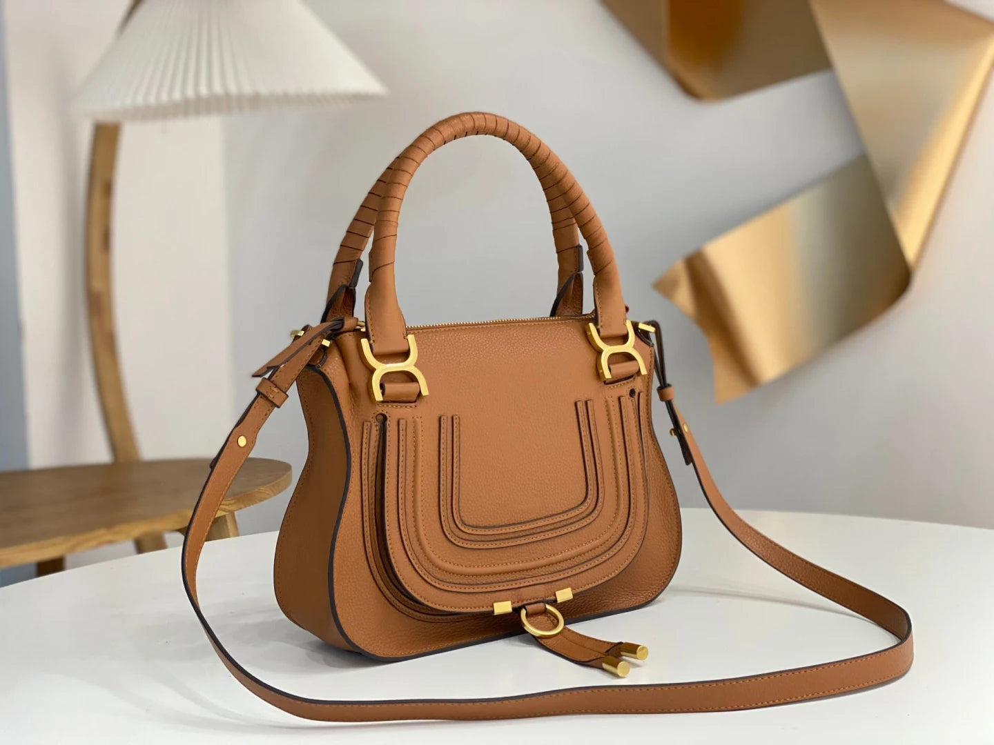 Vintage Genuine Leather Saddle Crossbody Bag for Women