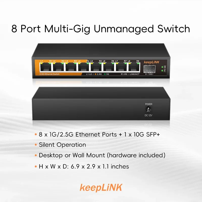 KeepLiNK 9-Port 2.5G Multi-Gigabit Ethernet Switch