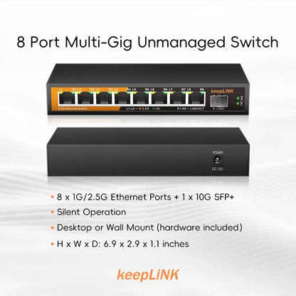 KeepLiNK 9-Port 2.5G Multi-Gigabit Ethernet Switch