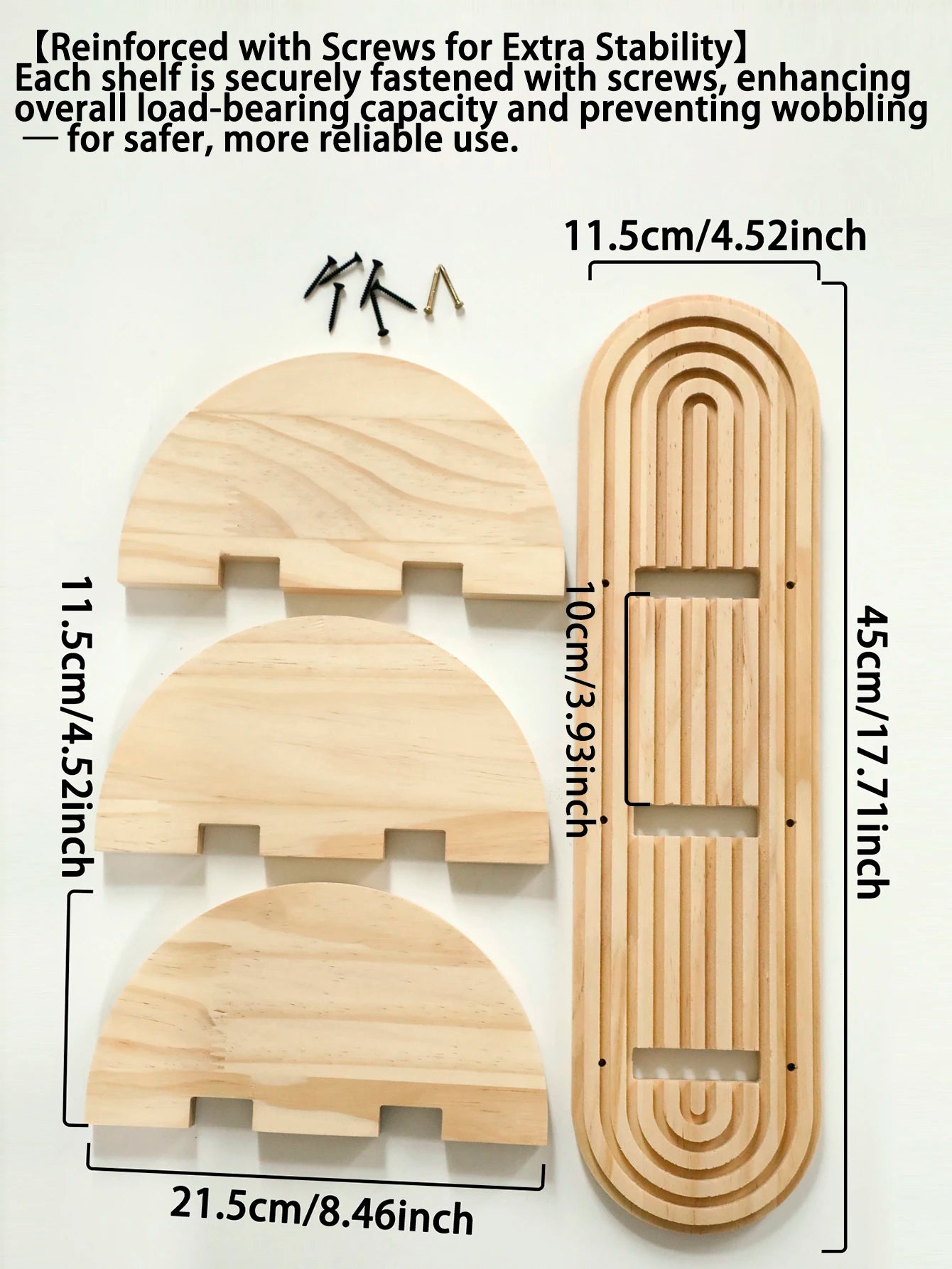 Geometric Natural Wood Wall Mounted Display Shelf