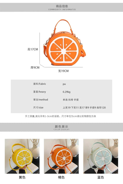 Citrus Slice Round Crossbody Bag