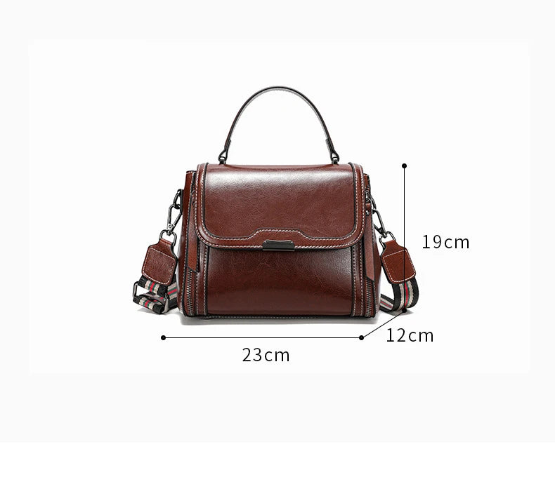 Genuine Cow Leather Top Handle Crossbody Bag