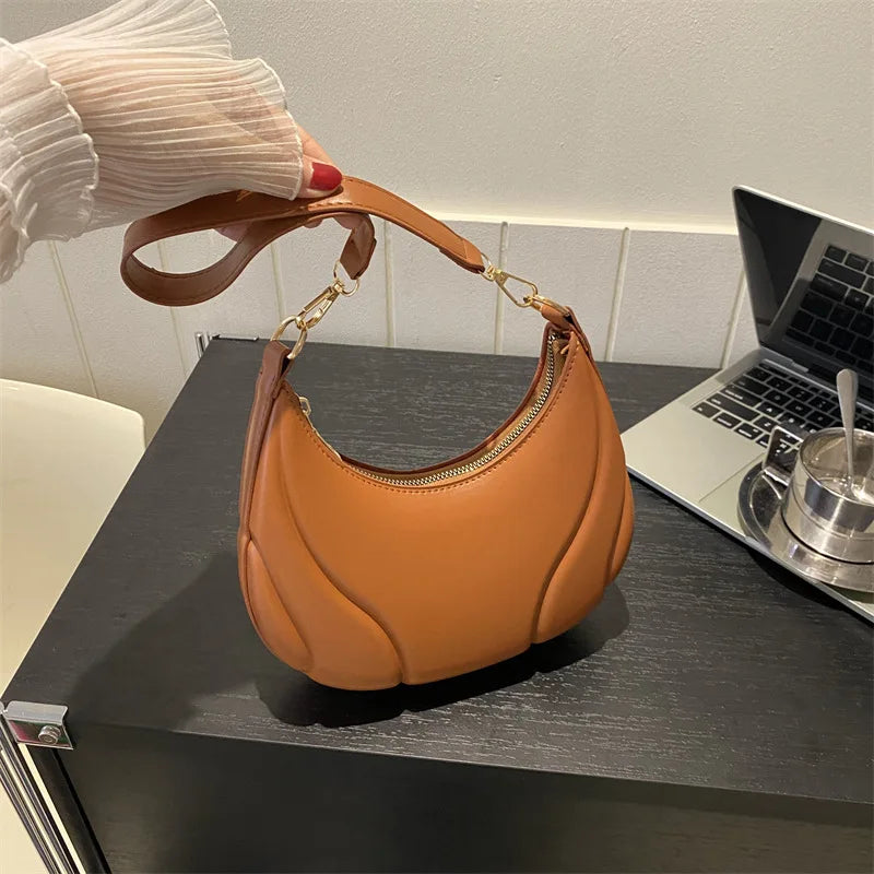 Women’s Half Moon PU Leather Shoulder Bag