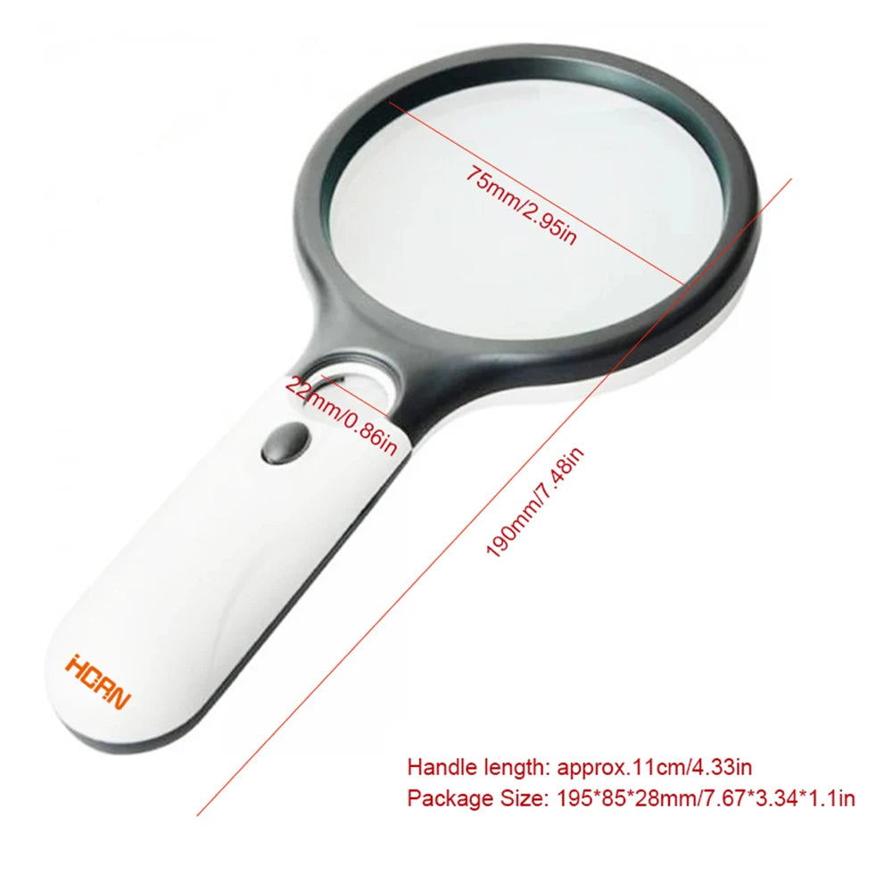 LED Handheld Magnifying Glass 3X & 45X
