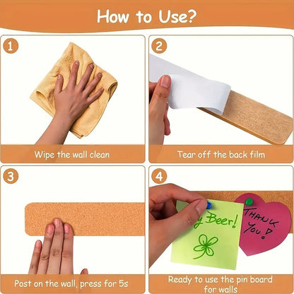 Self-Adhesive Cork Board Wall Strips