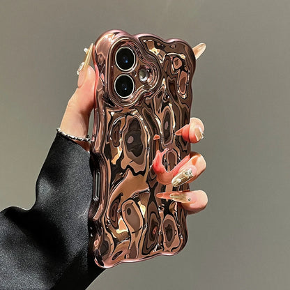 Mobile Phone Case – Glossy Wrinkle Plating Wave Border Case for iPhone