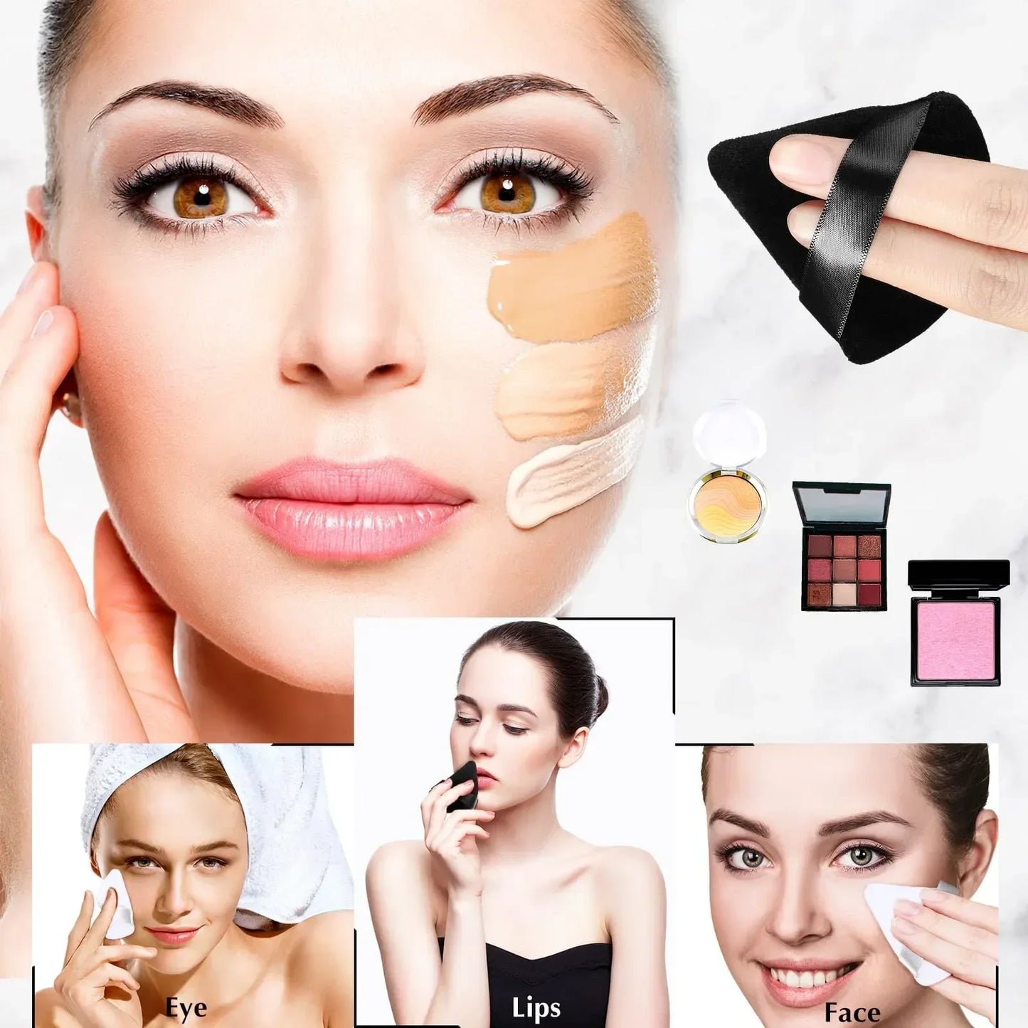 Triangle Velvet Makeup Powder Puff Set