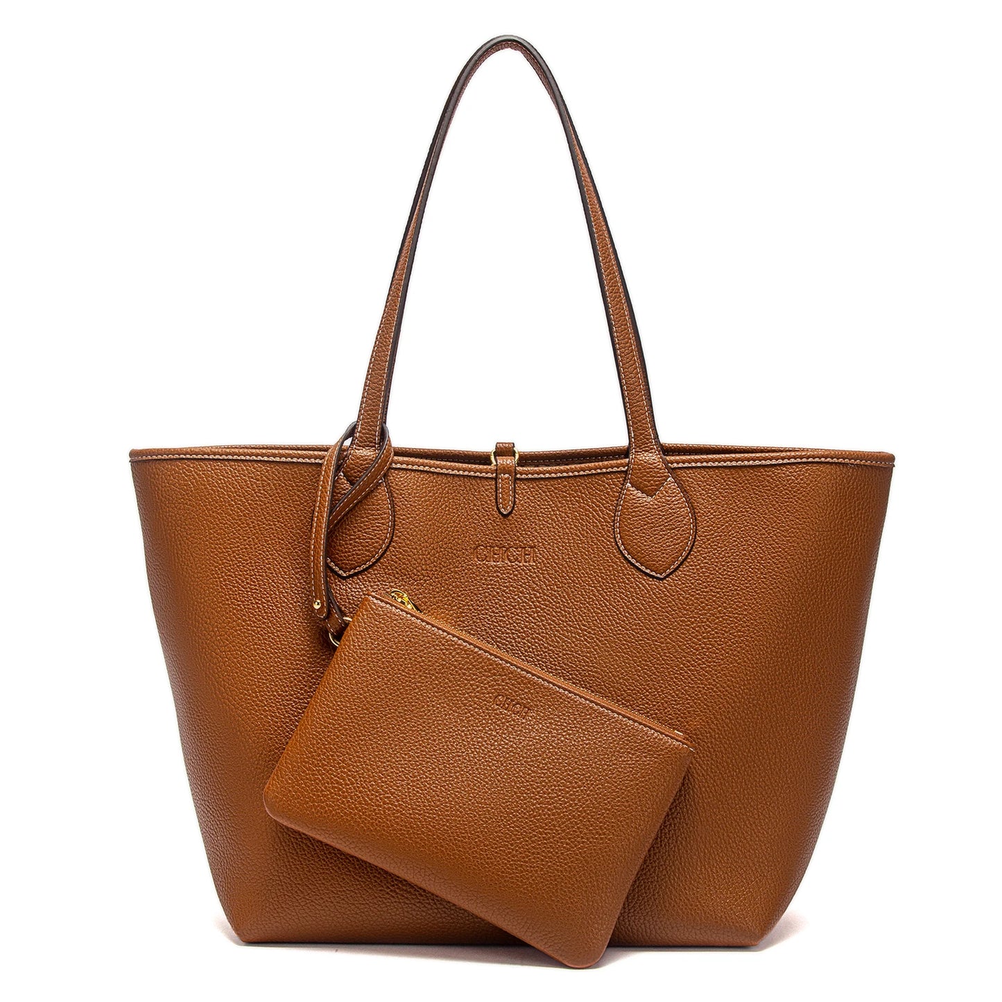 Women’s PU Leather Tote Bag with Matching Pouch
