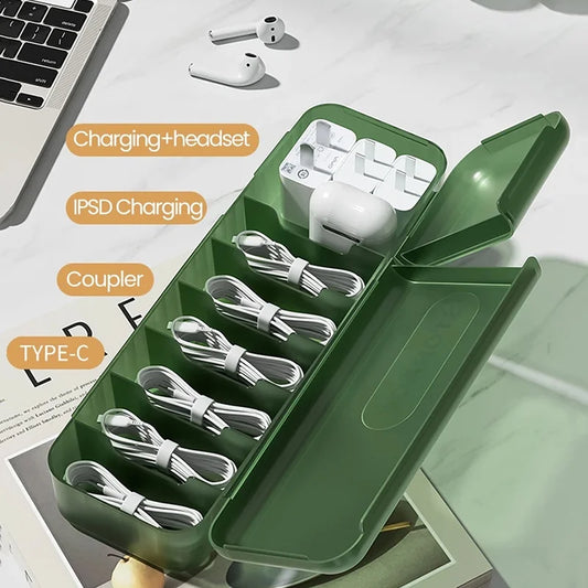 Cable Storage Box with Compartments Organizer