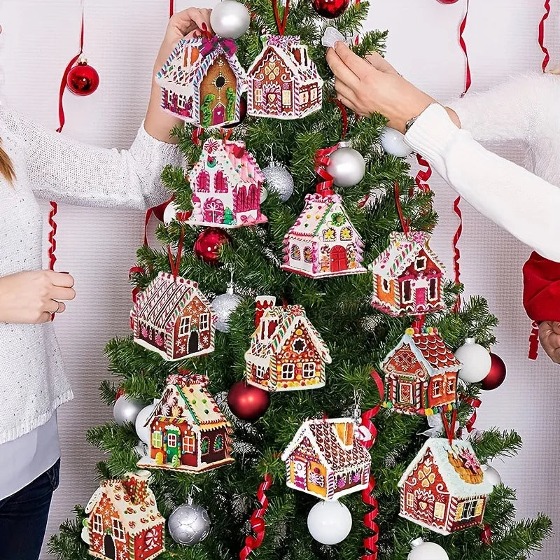 Painted Wooden Christmas House Ornament