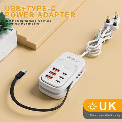 6-in-1 USB Desktop Charging Station