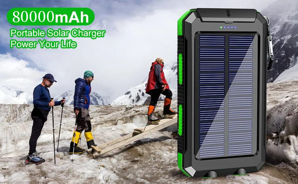 80000mAh Solar Power Bank with LED Flashlight