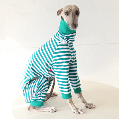 Striped Cotton Dog Pajamas for Italian Greyhounds & Whippets