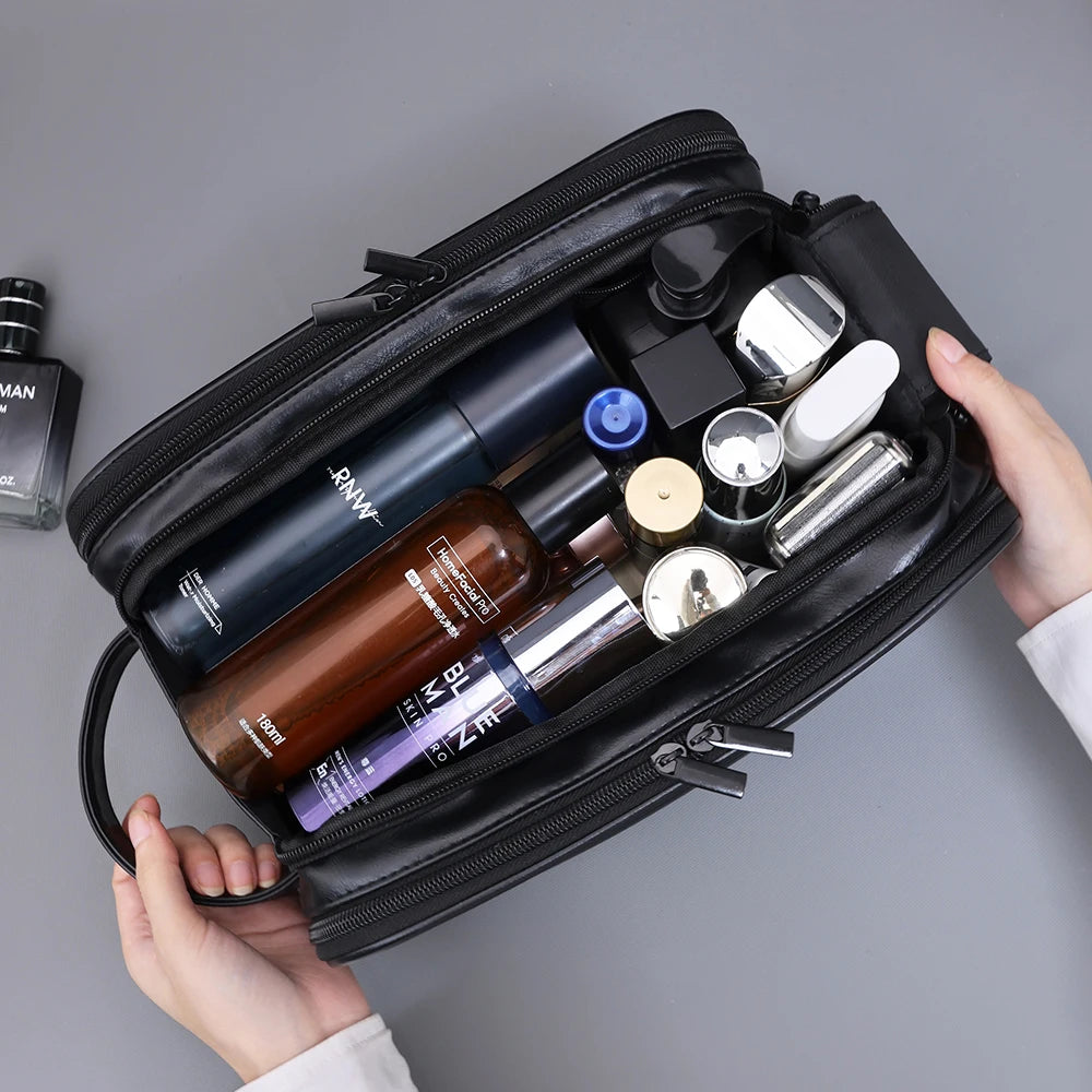 Travel PU Leather Toiletry Organizer Bag