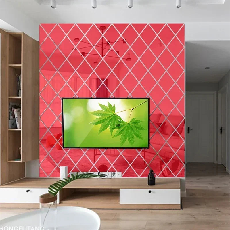 3D Diamond Acrylic Mirror Wall Stickers
