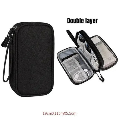 Double-Layer Cable & Electronics Organizer Bag