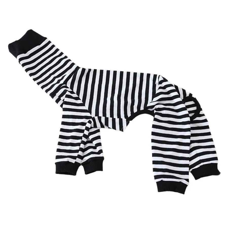 Striped Cotton Dog Pajamas for Italian Greyhounds & Whippets