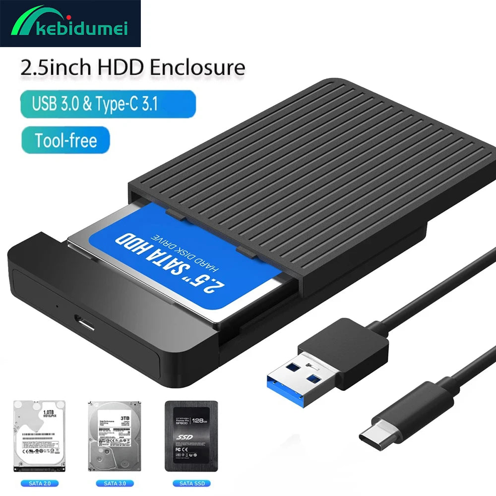 USB 3.1 External Drive Enclosure for 2.5” SATA SSD & HDD