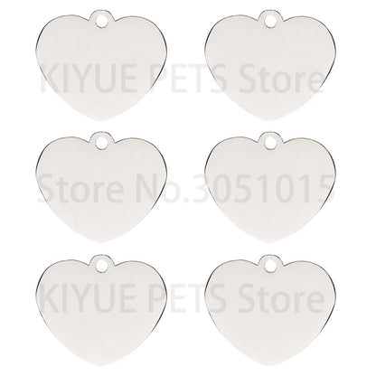 Heart-Shaped Stainless Steel Pet ID Tag Set