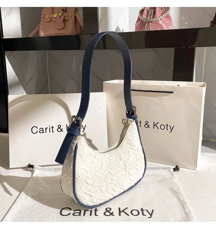 Pleated Crescent Shoulder Bag for Women