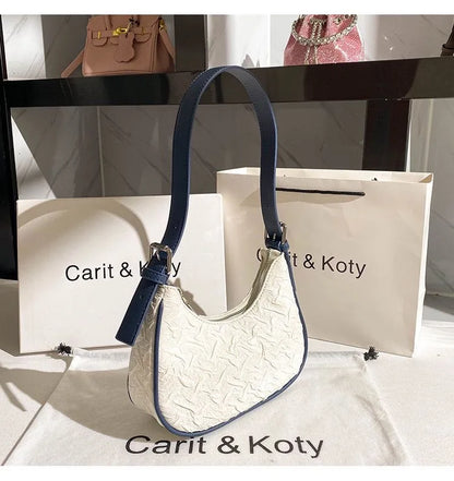 Pleated Crescent Shoulder Bag for Women