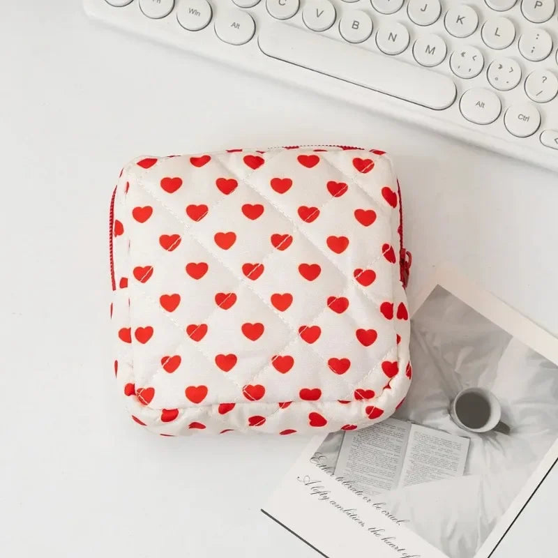 Heart Print Feminine Hygiene Storage Pouch