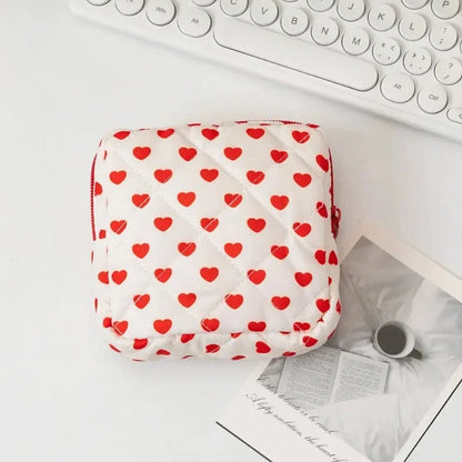Heart Print Feminine Hygiene Storage Pouch