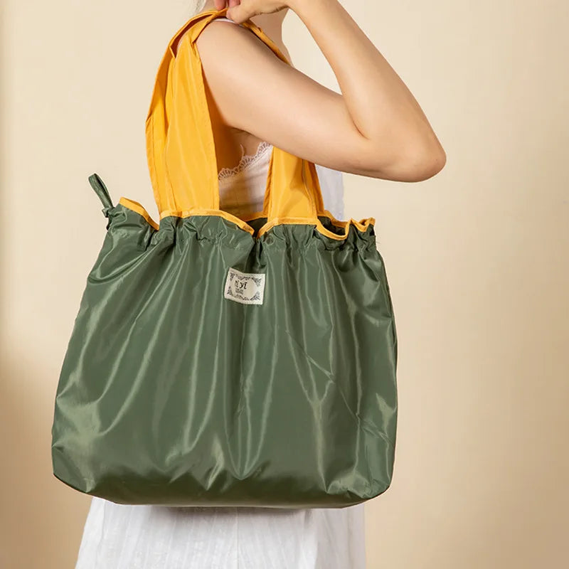 Foldable Drawstring Shopping Tote Bag