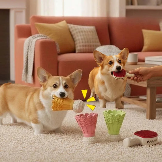 Interactive Badminton Dog Chew Toy with Squeaker