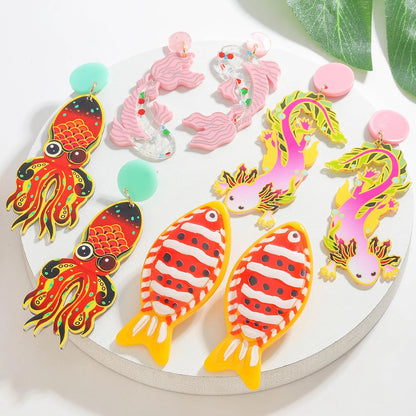 Creative Acrylic Fish Octopus Earrings