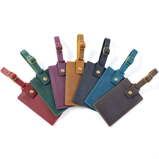Genuine Leather Luggage Tag for Travel Bags