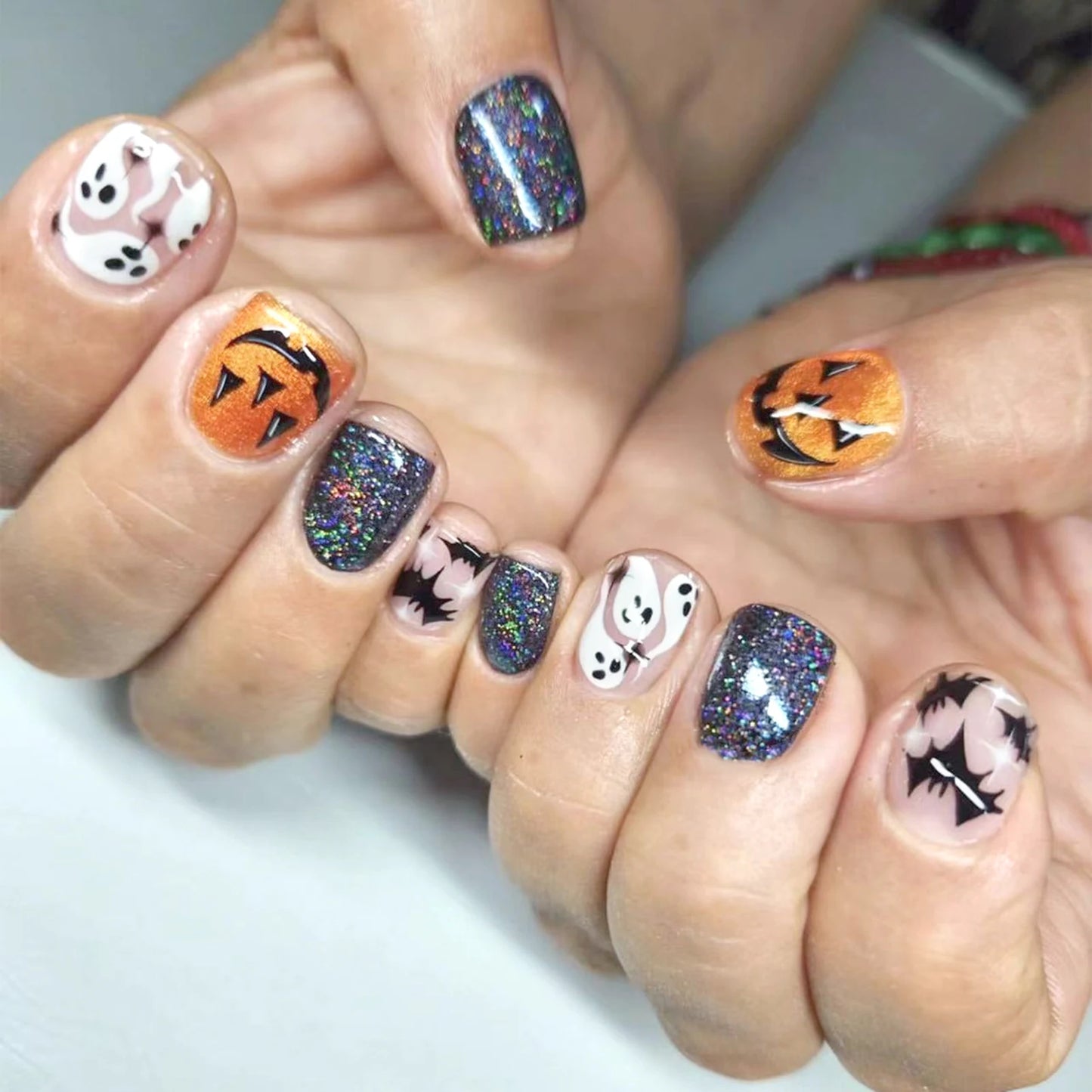 Halloween Ghost Spider Web Press On Nails