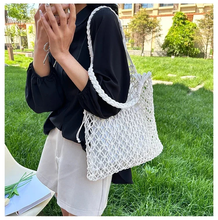 Handwoven Mesh Summer Tote Bag