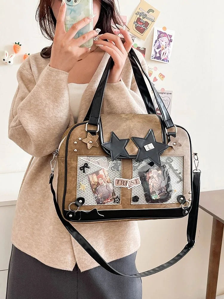 Transparent DIY Ita Shoulder Bag for Pins & Collectibles
