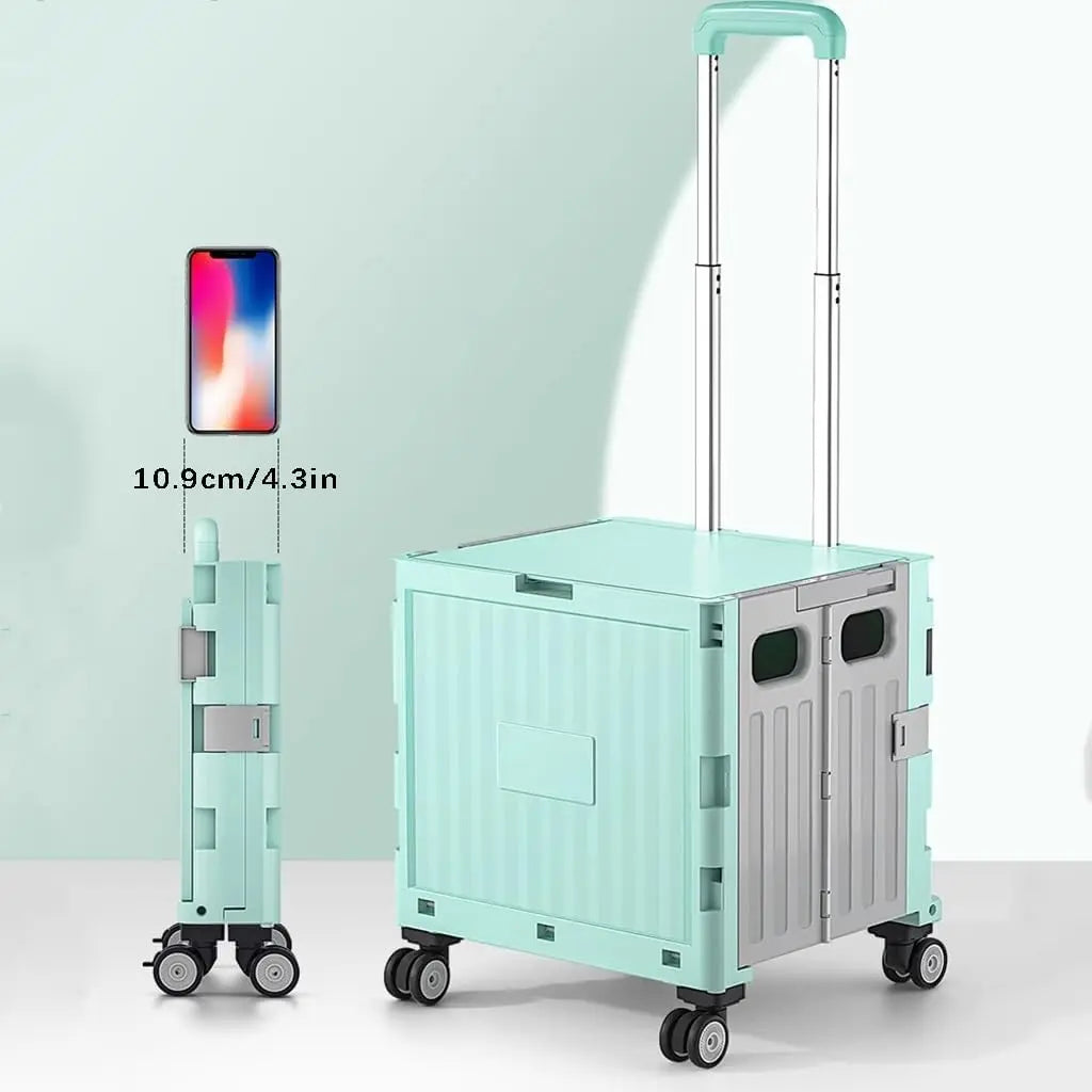 Foldable Camping Trolley Storage Box with Wheels