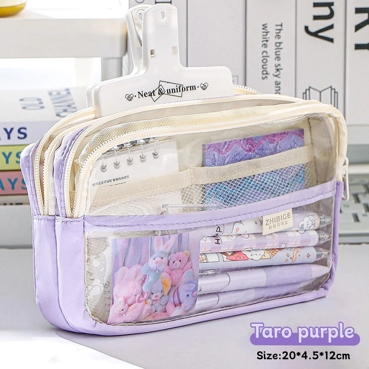 Transparent Four-Layer Pencil Bag