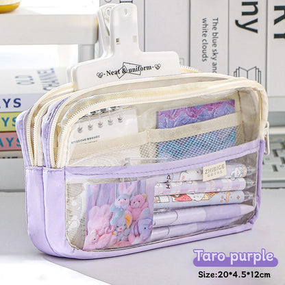 Transparent Four-Layer Pencil Bag