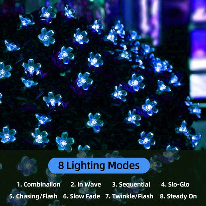 Solar Garden Flower String Lights