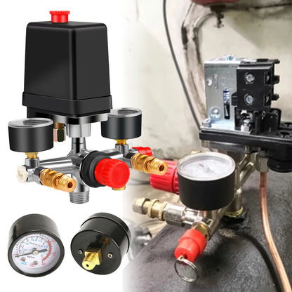 Air Compressor Pressure Switch with Regulator & Gauges