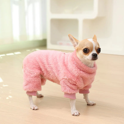 Warm Fleece Dog Jumpsuit with D-Ring