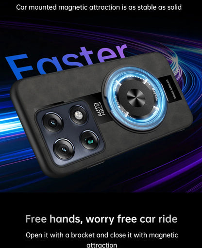 Luxury Magnetic Leather Phone Case with Rotating Ring Stand