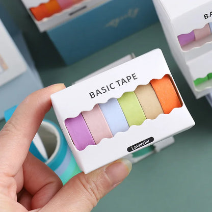 6-Pack Pastel Washi Masking Tape Set – 0.9cm × 3m