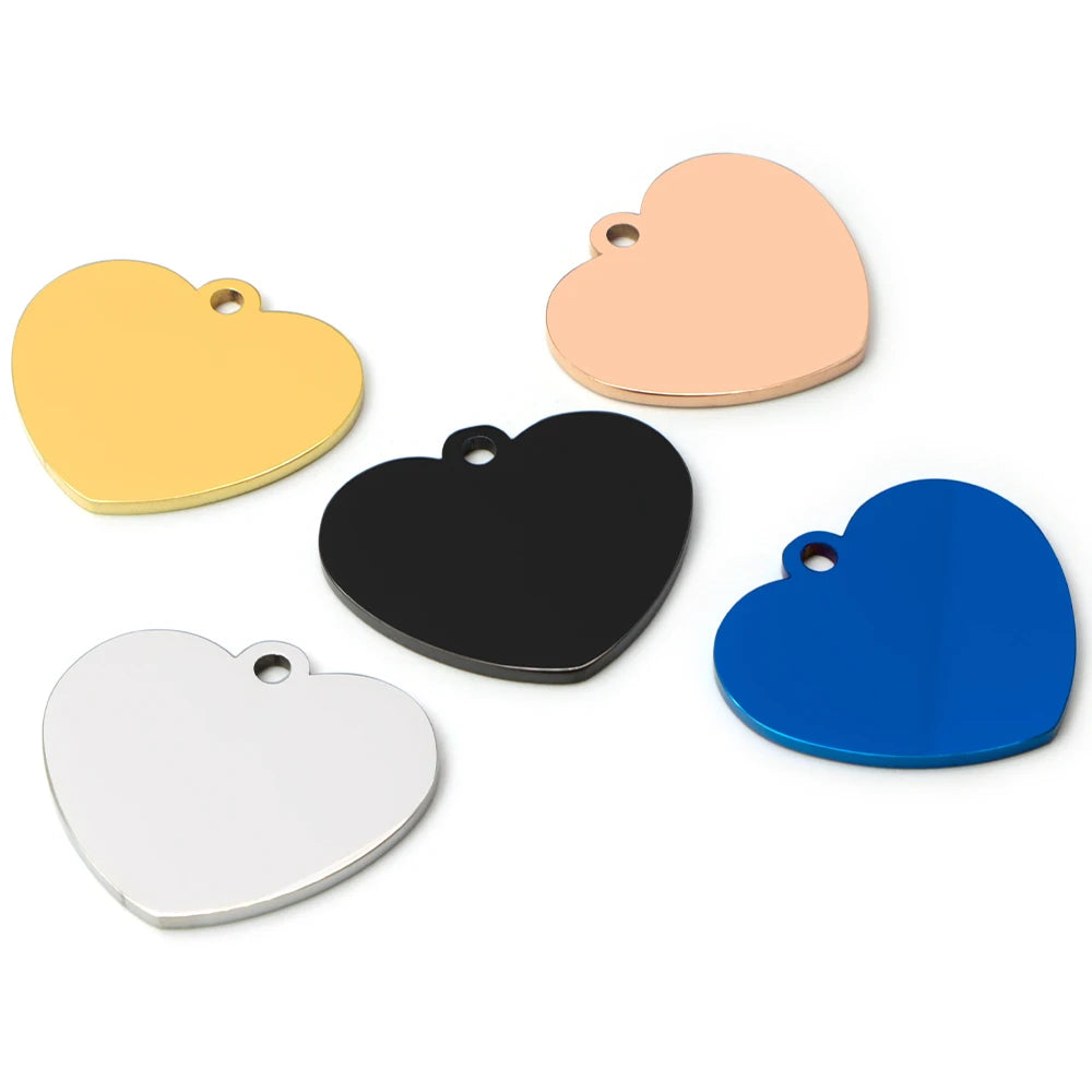 Heart-Shaped Stainless Steel Pet ID Tag Set