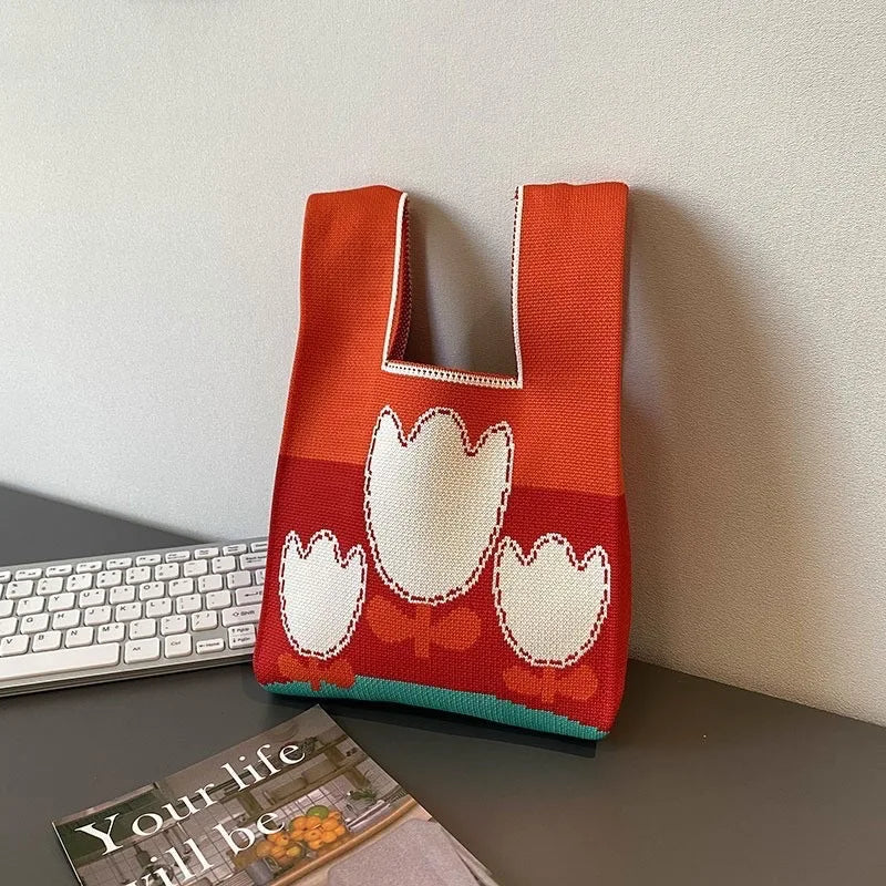 Handmade Knitted Knot Wrist Tote Bag