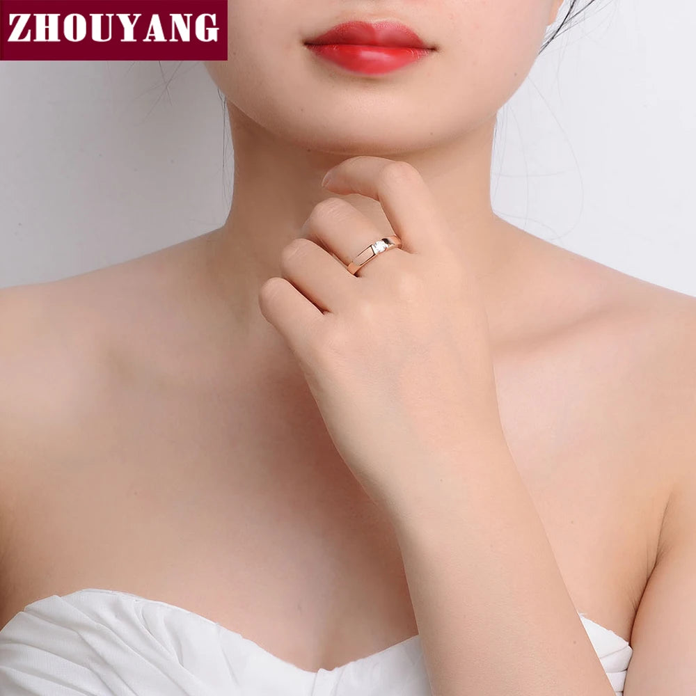 ZHOUYANG 4.5mm Cubic Zirconia Wedding Ring