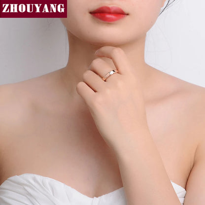 ZHOUYANG 4.5mm Cubic Zirconia Wedding Ring