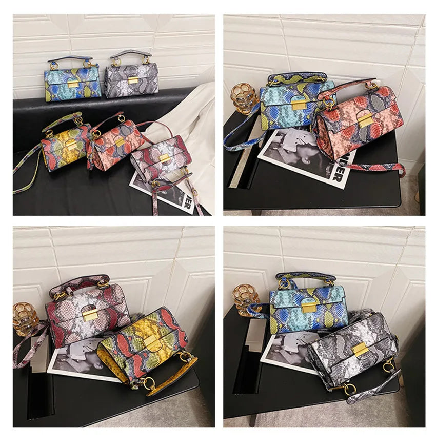 Luxury Snake Pattern Crossbody Shoulder Bag