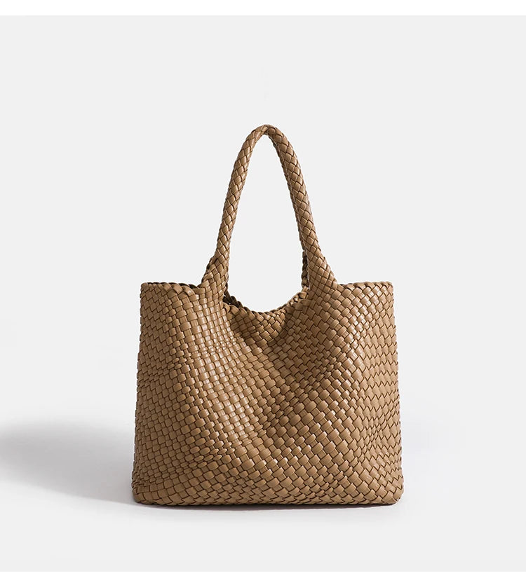Woven PU Leather Tote Bag with Coin Purse