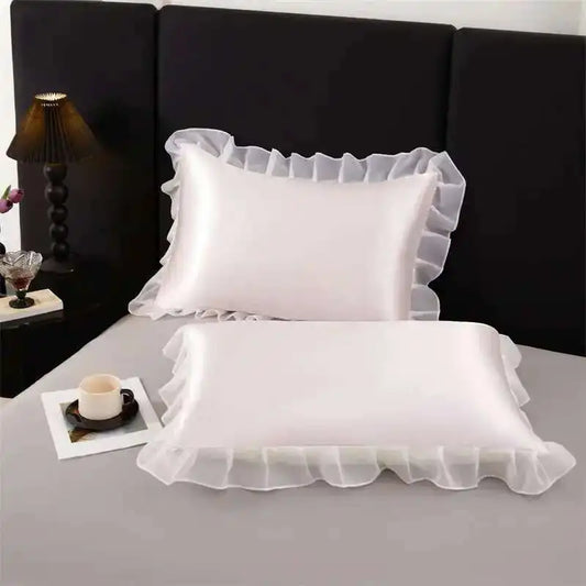 Satin Silk Ruffled Pillowcase Set